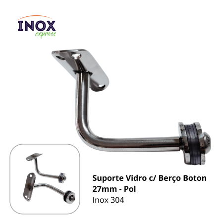 7.0 Suporte para Corrimão em Vidro c_ Berco Boton 27mm